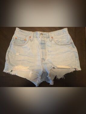 Levi Light Blue Distressed High-Waist Women’s Denim Shorts